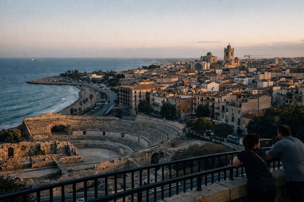 Anfiteatro romano de Tarragona junto al mar, ciudad donde TermosReus también presta servicio técnico de termos